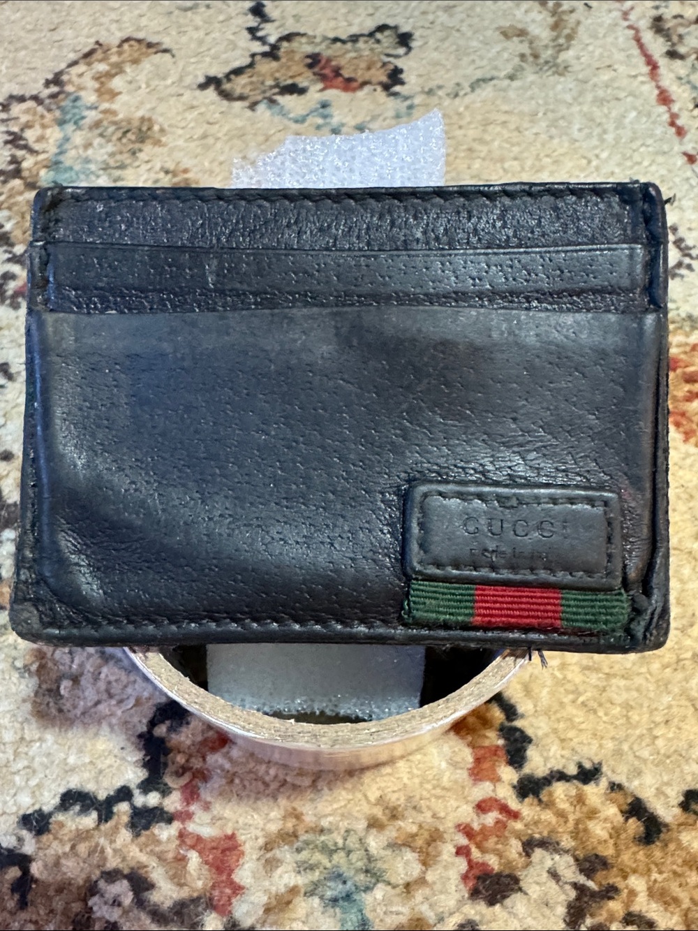 Gucci Black Leather Card Sleeve with Money Clip  WELL LOVED AND USED